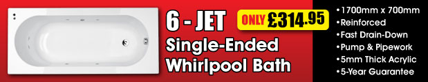 6 Jet Single-ended Whirlpool Bath Offer