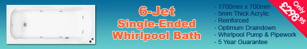 6 Jet Single-ended Whirlpool Bath Offer