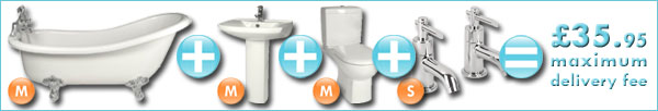 Medium delivery items bath, basin, toilet and set of taps maximum delivery charge of £35.95