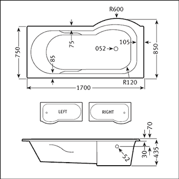showerbath dimensions