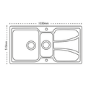 Carron Phoenix Zeta 150 1.5 Bowl Chrome Stainless Steel Kitchen Sink- Reversible Drainer