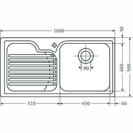 Single Bowl Chrome Stainless Steel Kitchen Sink with Right Hand Drainer - Franke Galassia
