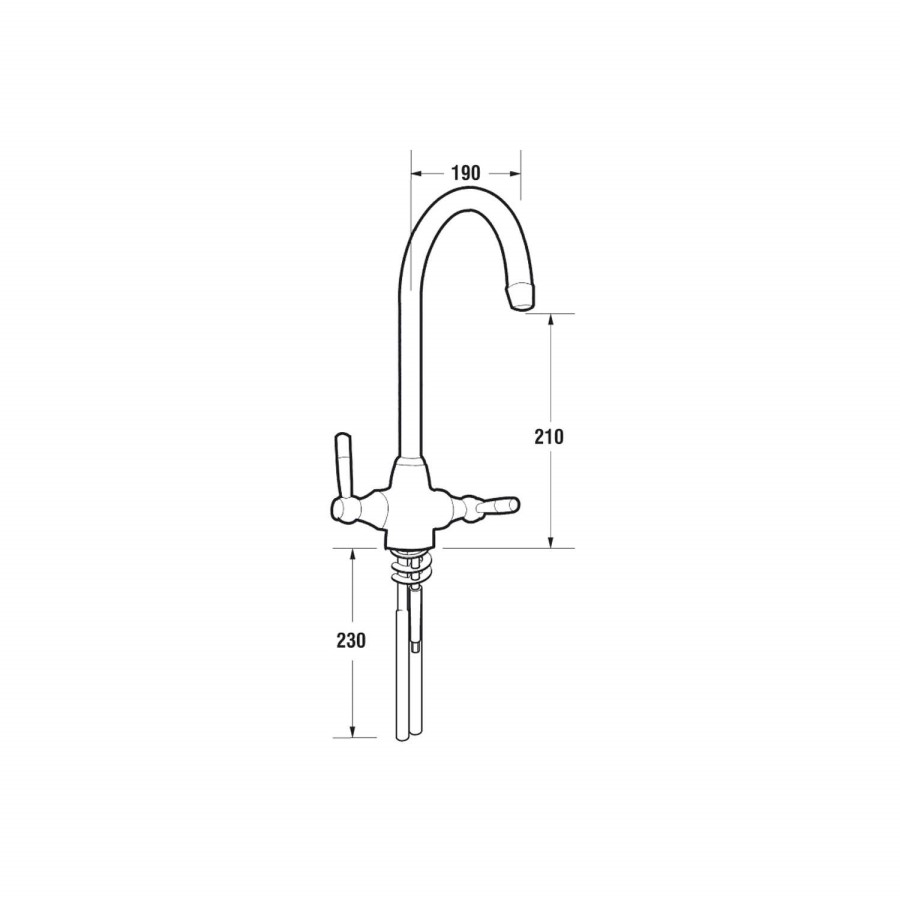 Reginox Chrome Twin Lever Kitchen Mixer Tap - Elbe