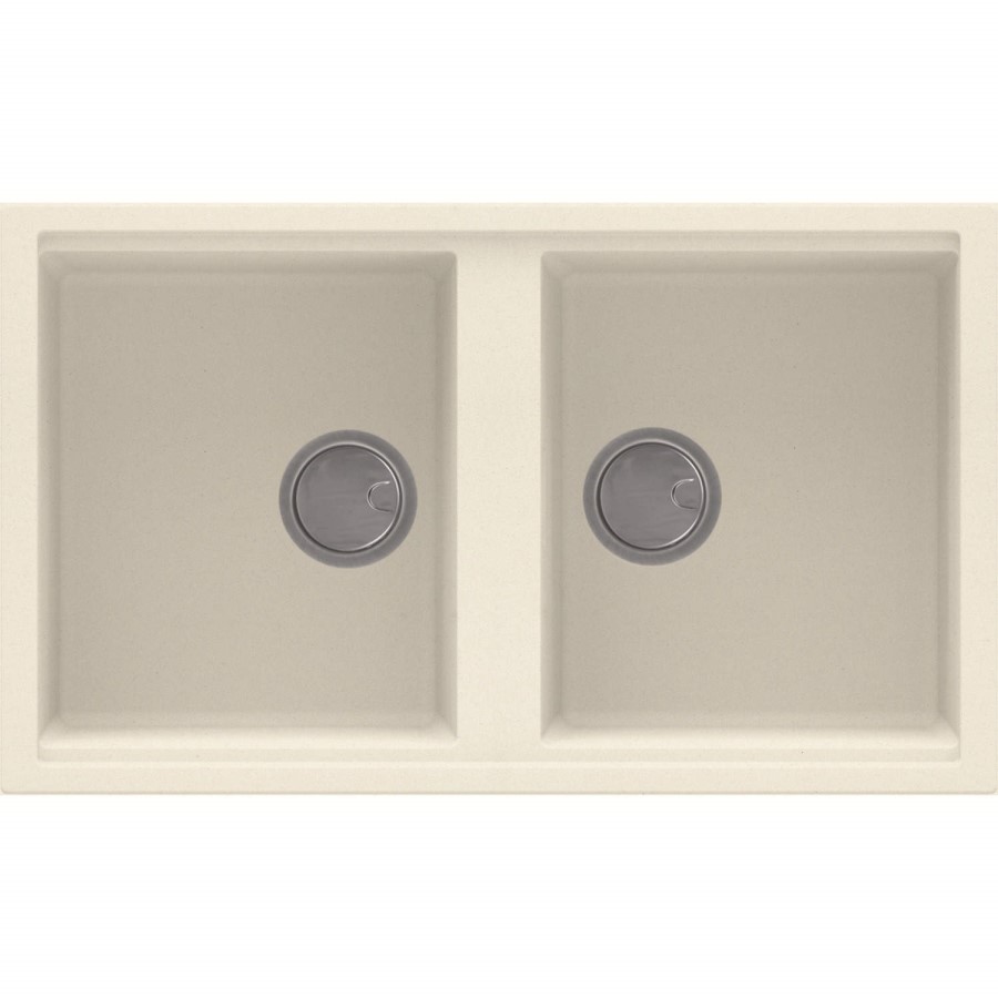 Double Bowl White Granite Inset Kitchen Sink & Chrome Mixer Tap - Reginox