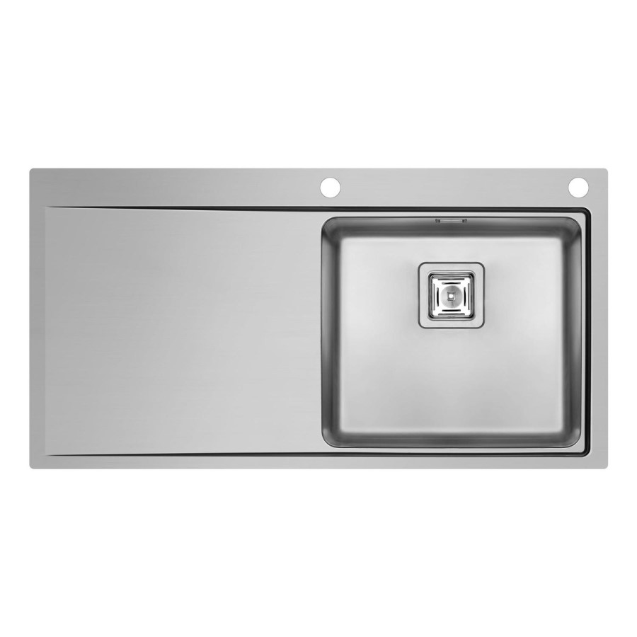 Single Bowl Chrome Stainless Steel Kitchen Sink with Left Hand Drainer - Taylor & Moore