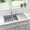 1.5 Bowl Chrome Stainless Steel Kitchen Sink with Right Hand Drainer - Taylor &amp; Moore Oakley