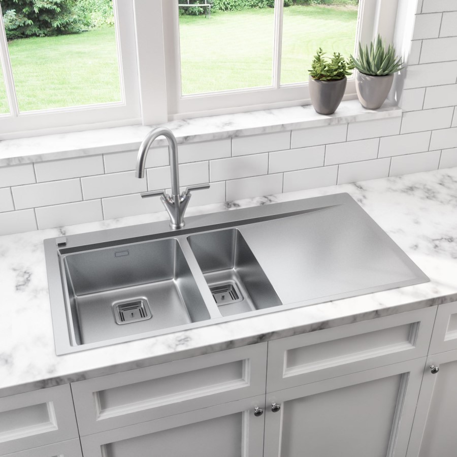GRADE A2 - Taylor & Moore Oakley Right Handed Bowl and a Half Kitchen Sink