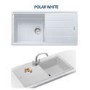 Single Bowl White Composite Kitchen Sink with Reversible Drainer - Franke Basis BFG 611-970