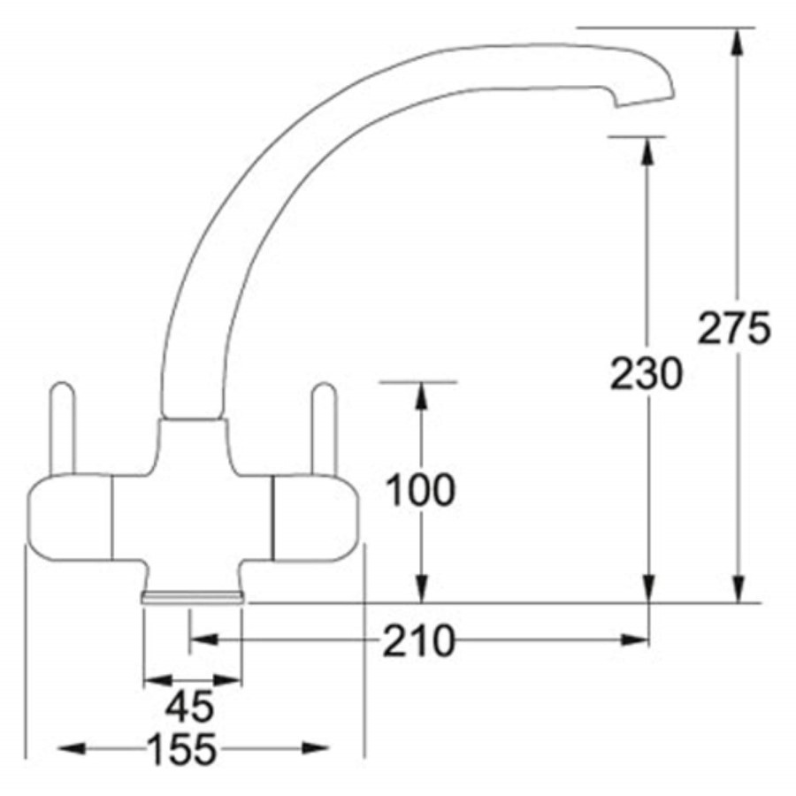 Franke Chrome Twin Lever Quarter Turn Kitchen Mixer Tap - Zurich