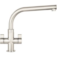 Franke Silk Steel Twin Lever Monobloc Kitchen Tap - Sion Franke Silk Steel Twin Lever Monobloc Kitchen Tap - Sion
