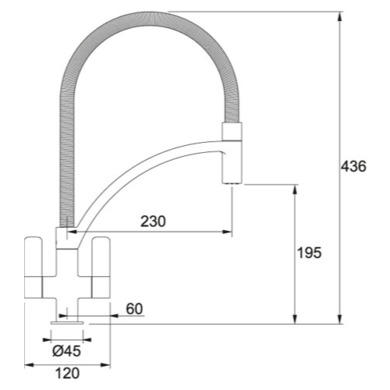 Franke Chrome Twin Lever Pull Out Kitchen Mixer Tap - Wave