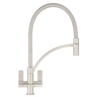Franke Silk Steel Twin Lever Pull Out Kitchen Mixer Tap - Wave