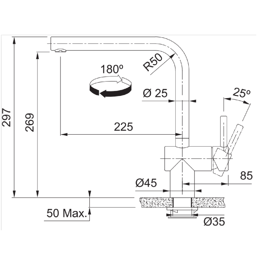 GRADE A1 - Franke Atlas Neo Square Stainless Steel Sensor Monobloc Kitchen Sink Mixer Tap