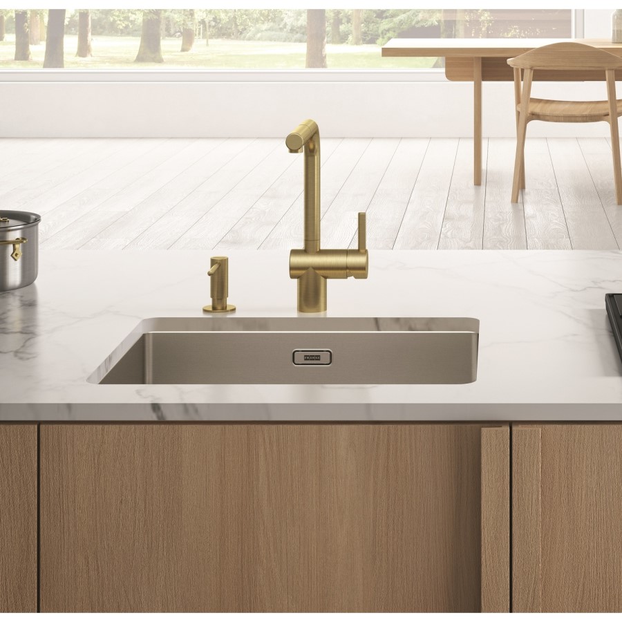 Box Opened Franke Atlas Neo Square Gold Pull Out Kitchen Tap