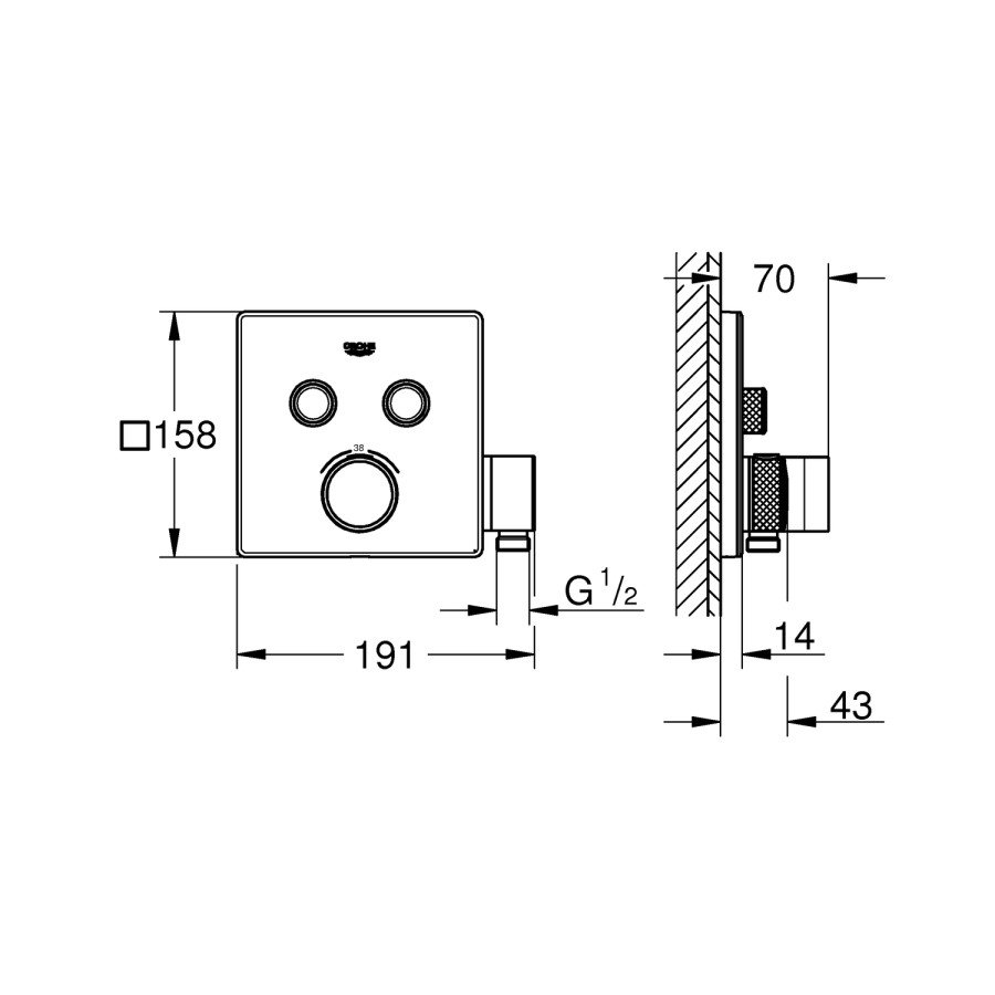 Grohe SmartControl Shower Set with Handset - 2 Outlet
