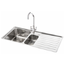 Carron Phoenix Atoll 1.5 Bowl Chrome Stainless Steel Kitchen Sink- Right Hand Drainer