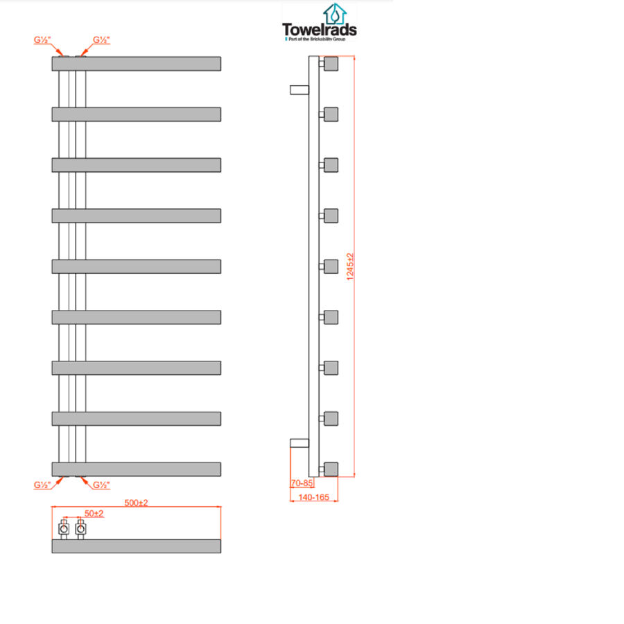 GRADE A2 - Chrome Heated Towel Rail Radiator 1245 x 500mm - Soho