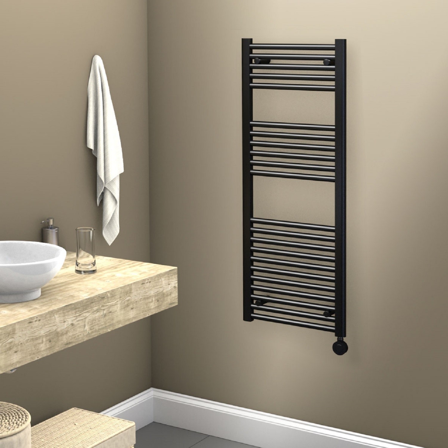 Towelrads Richmond Black Thermostatic Electric Towel Radiator - 1186 x ...