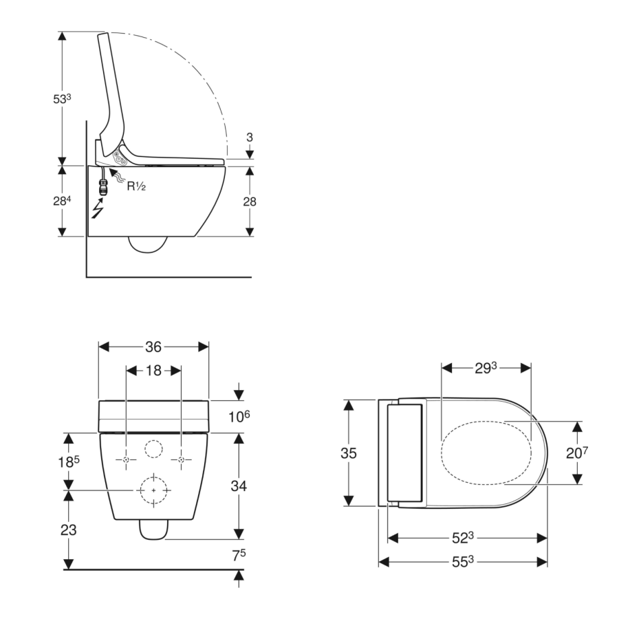 Geberit Aquaclean Tuma Classic Wall Hung Smart Bidet Japanese Toilet