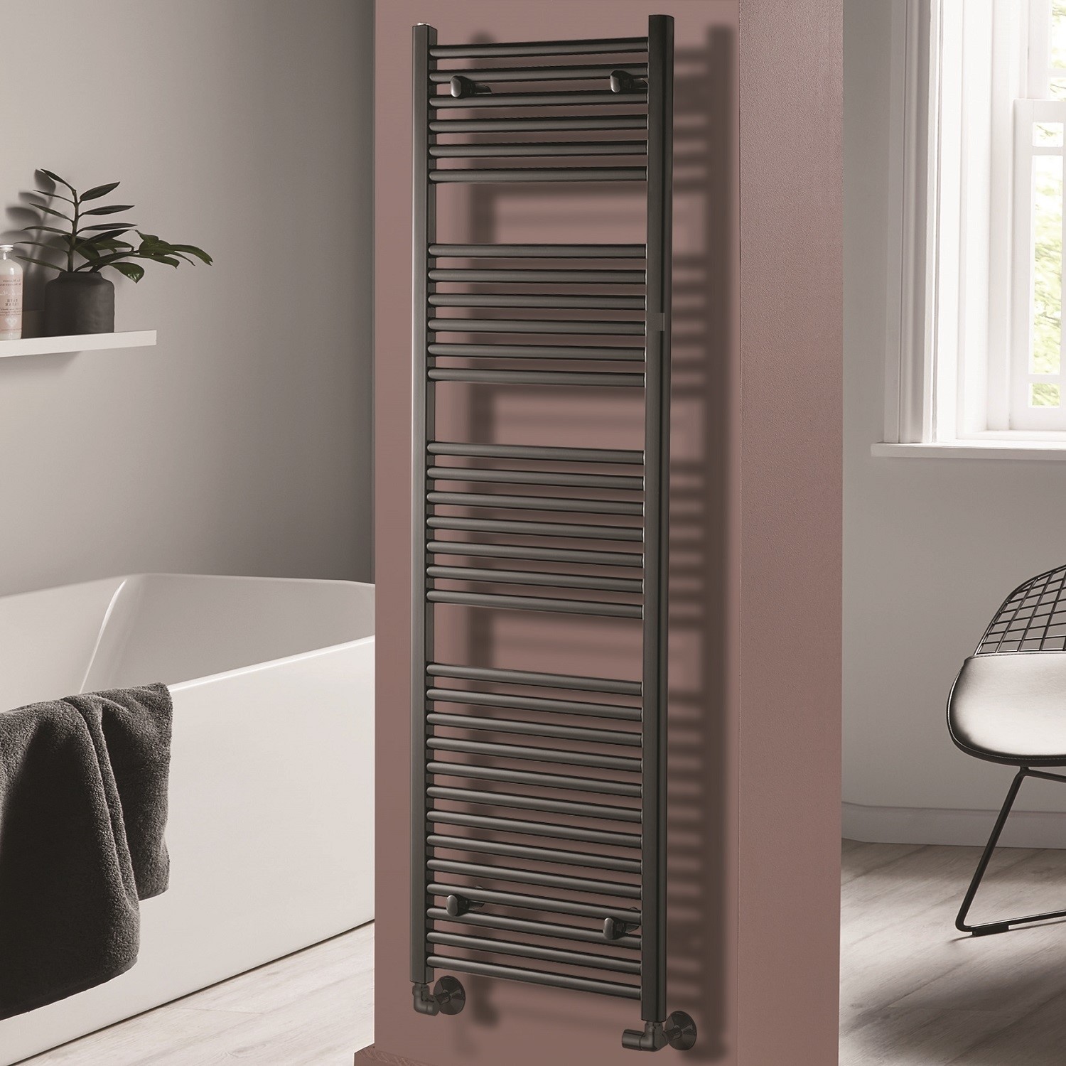 Towelrads Pisa Anthracite Towel Radiator 1800 x 400mm - Better Bathrooms