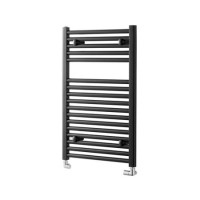 GRADE A1 - 800mm x 400mm Straight Black Towel Rail - Pisa Range