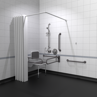 Nymas Doc M Concealed Showering Pack Disibility Bathroom Suite with Grey Fixings