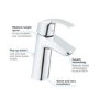 GRADE A1 - Grohe Eurosmart Basin Mixer Tap with Pop-up Waste - 23322001