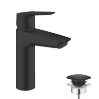 Grohe Start SilkMove EnergySaving Mono Basin Mixer Tap with Waste - Matt Black Grohe Start SilkMove EnergySaving Mono Basin Mixer Tap with Waste - Matt Black