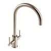 1810 Sink Company Brushed Steel Twin Lever Aerated Mixer Kitchen Tap - Curvato