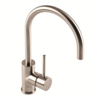 1810 Sink Company Courbe Curved Spout Single Lever Aerated Mixer Tap Brushed Steel