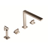 1810 Sink Company Brushed Steel Twin Lever Aerated Mixer Kitchen Tap - Novanta