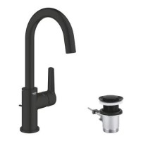 Grohe Start QuickFix Mono Basin Mixer Tap with Waste - Matt Black Grohe Start QuickFix Mono Basin Mixer Tap with Waste - Matt Black