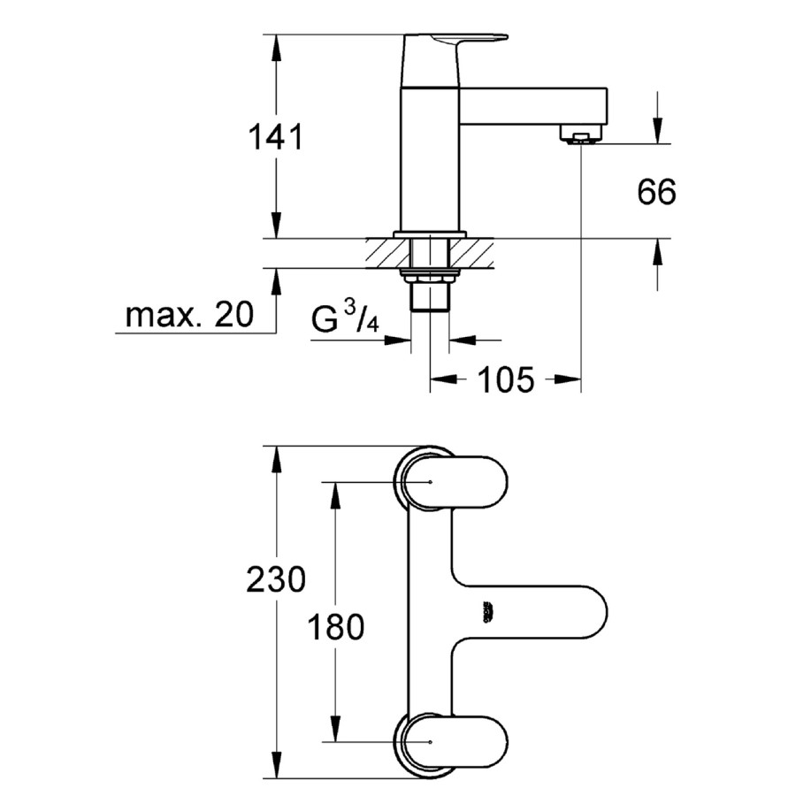 Grohe Eurosmart Cosmopolitan Bath Filler