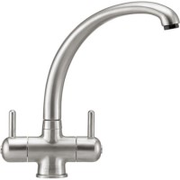 Franke Silk Steel Twin Lever Quarter Turn Kitchen Mixer Tap - Zurich
