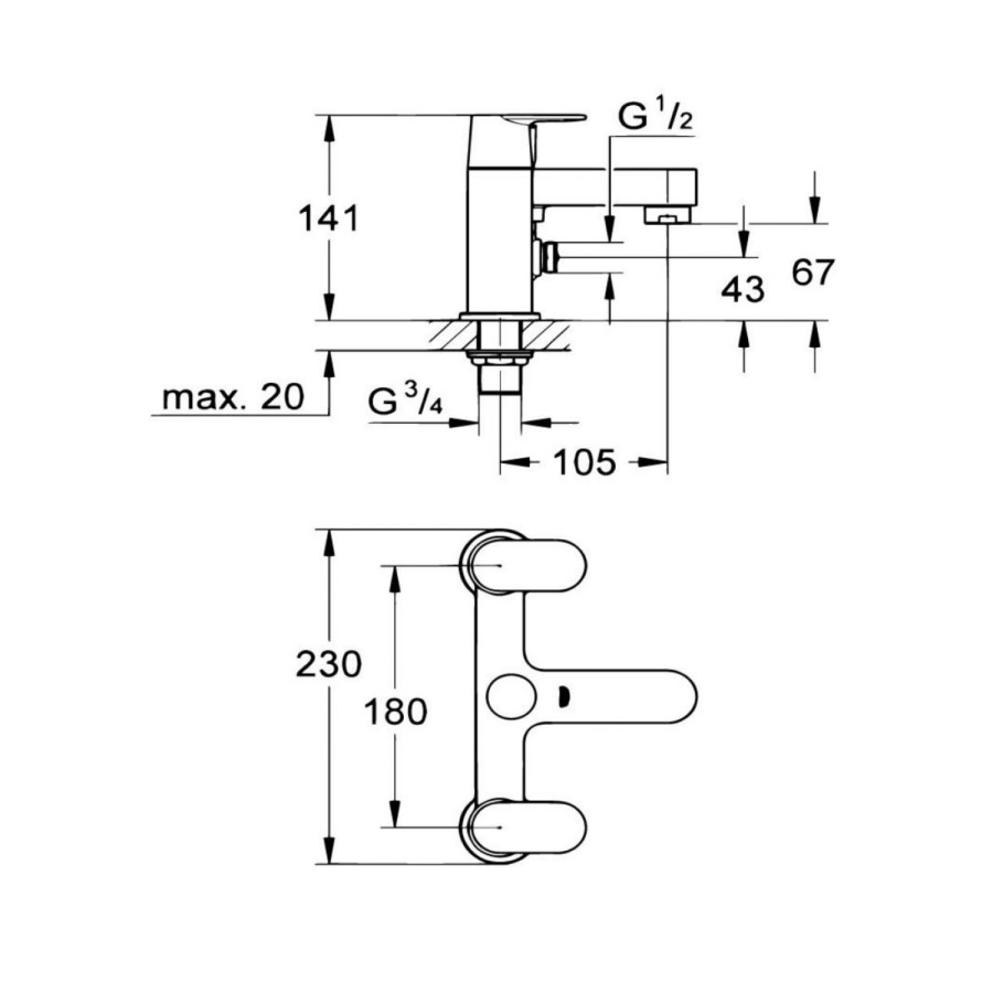Grohe Eurosmart Cosmopolitan Bath Shower Mixer Tap