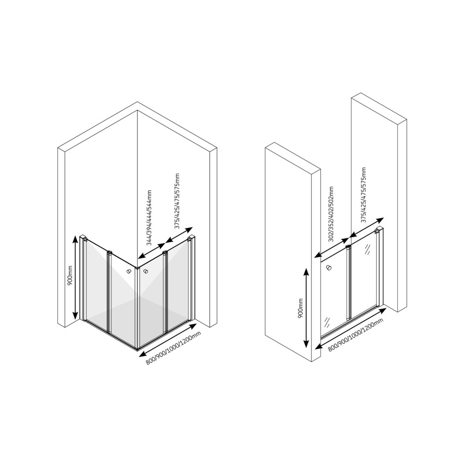 Half Height Bi Fold Shower Doors 900mm - AKW - Better Bathrooms
