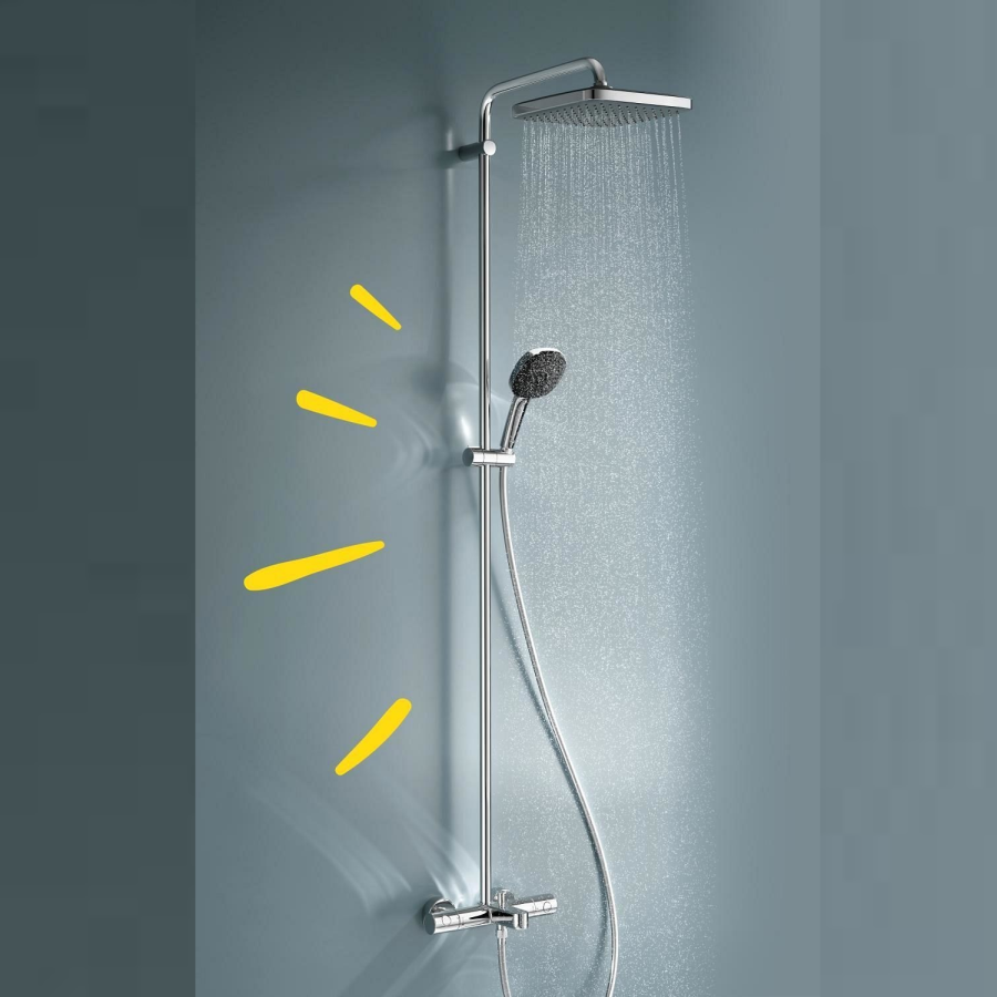 ONLY OPENED - Chrome Exposed square shower with spout