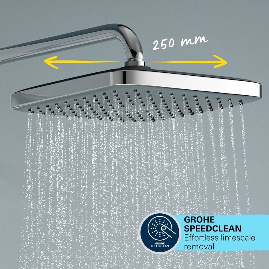 ONLY OPENED - Chrome Exposed square shower with spout