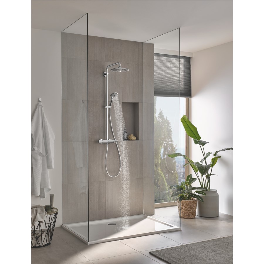 Chrome Thermostatic Mixer Shower System - Grohe Vitalio Joy