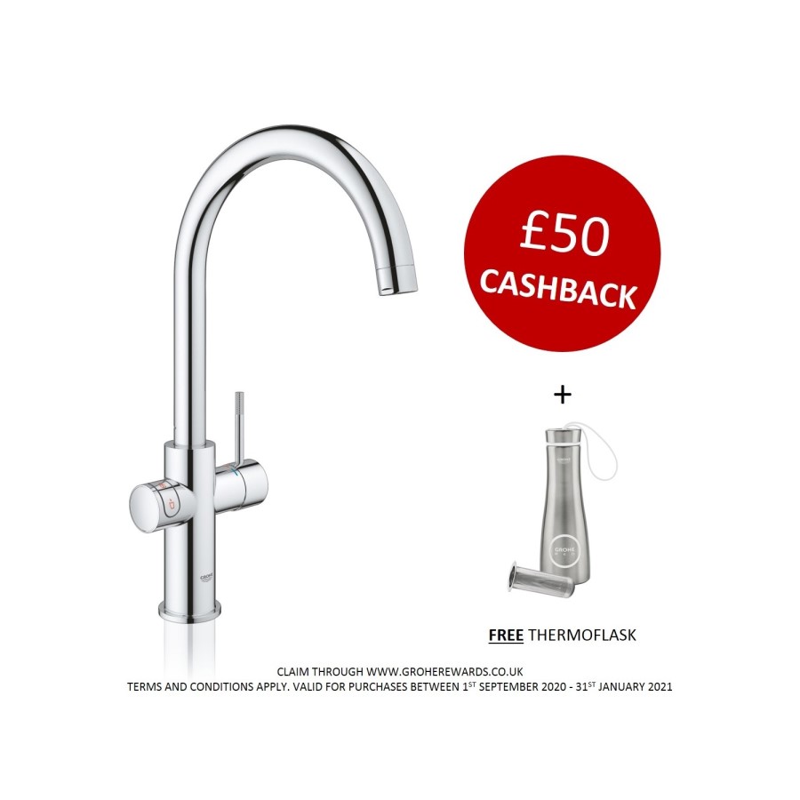 GRADE A3 - Grohe RED Duo Instant Boiling Water Kitchen Tap and M Size Boiler - Chrome - 30058001