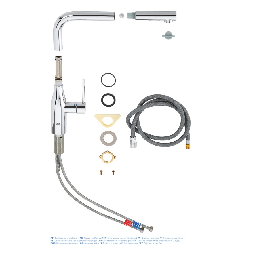 Grohe Chrome Single Lever Pull Out Spray Kitchen Mixer Tap