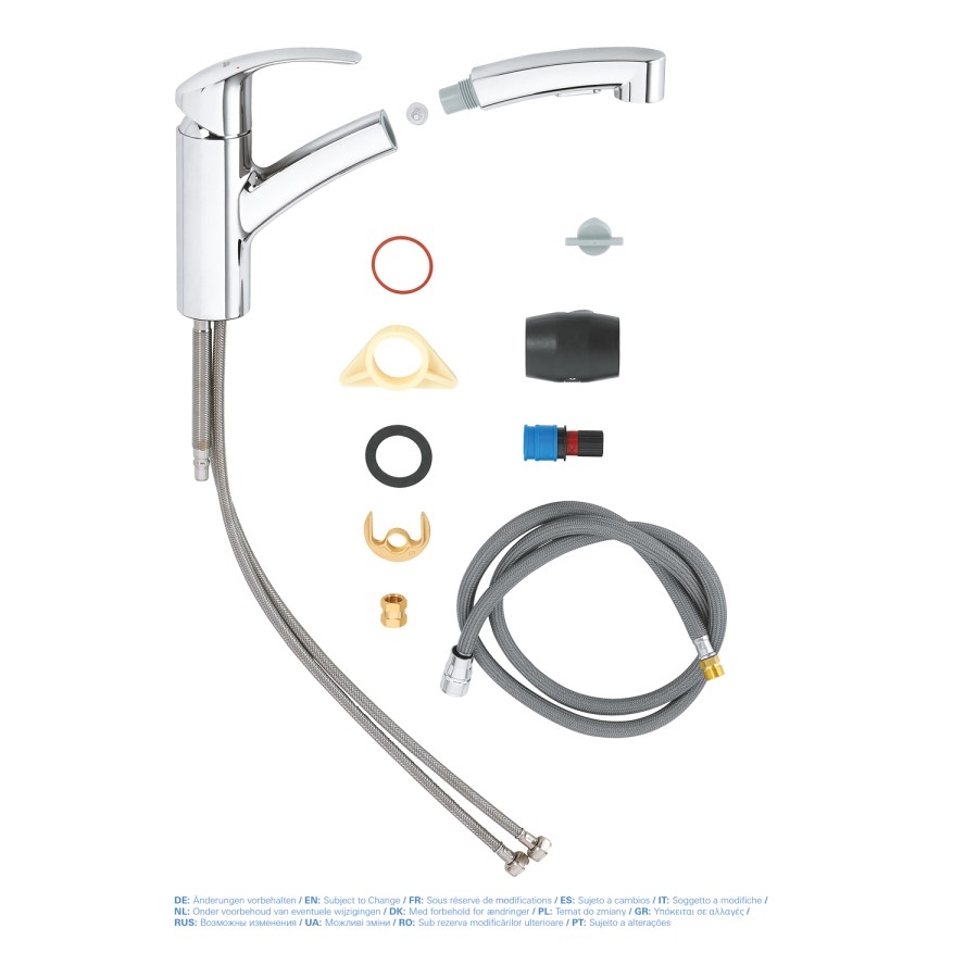 Grohe Eurosmart Chrome Single Lever Pull Out Spray Kitchen Mixer Tap