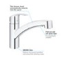 Grohe Eurosmart Chrome Single Lever Pull Out Spray Kitchen Mixer Tap