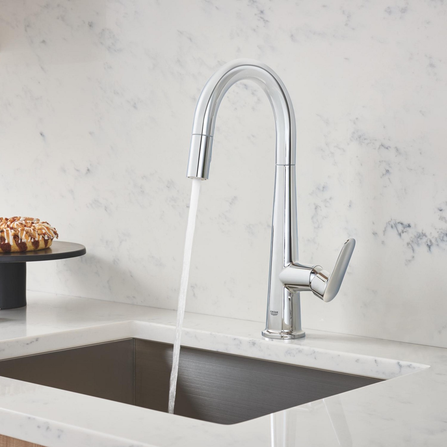 Grohe Kitchen Grohe Veletto Single Lever Monobloc Pull Out Kitchen Tap- Nickel ...