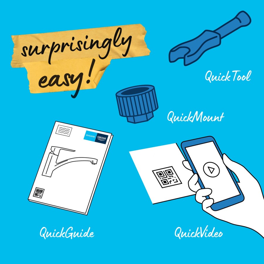 Grohe Quickfix Start Single Lever Monobloc Kitchen Mixer Tap - Black