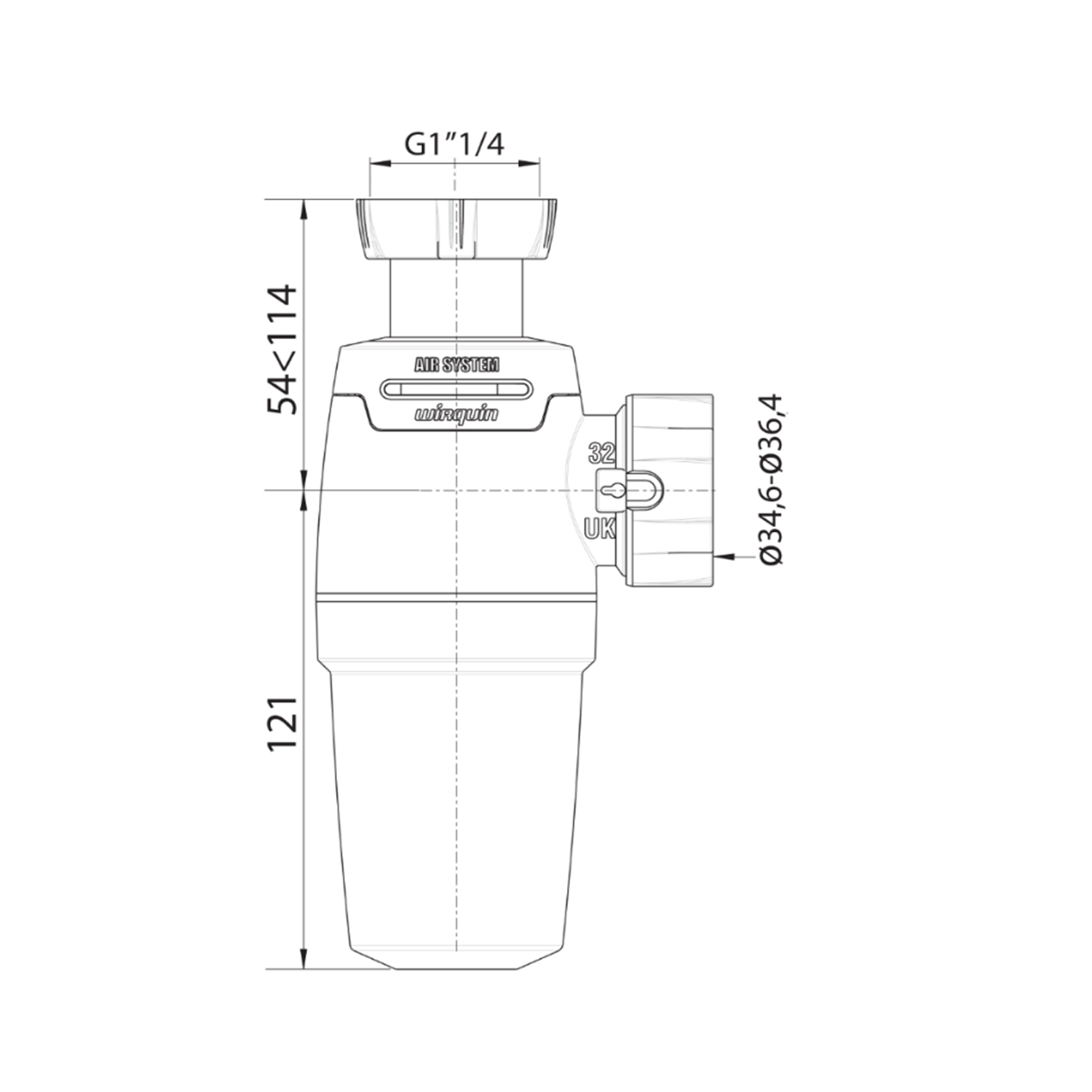 Wirquin NEO AIR basin siphon diameter 32 mm leak-proof anti-vacuum Wirquin Wirquin NEO AIR basin siphon diameter 32 mm leak-proof anti-vacuum Wirquin