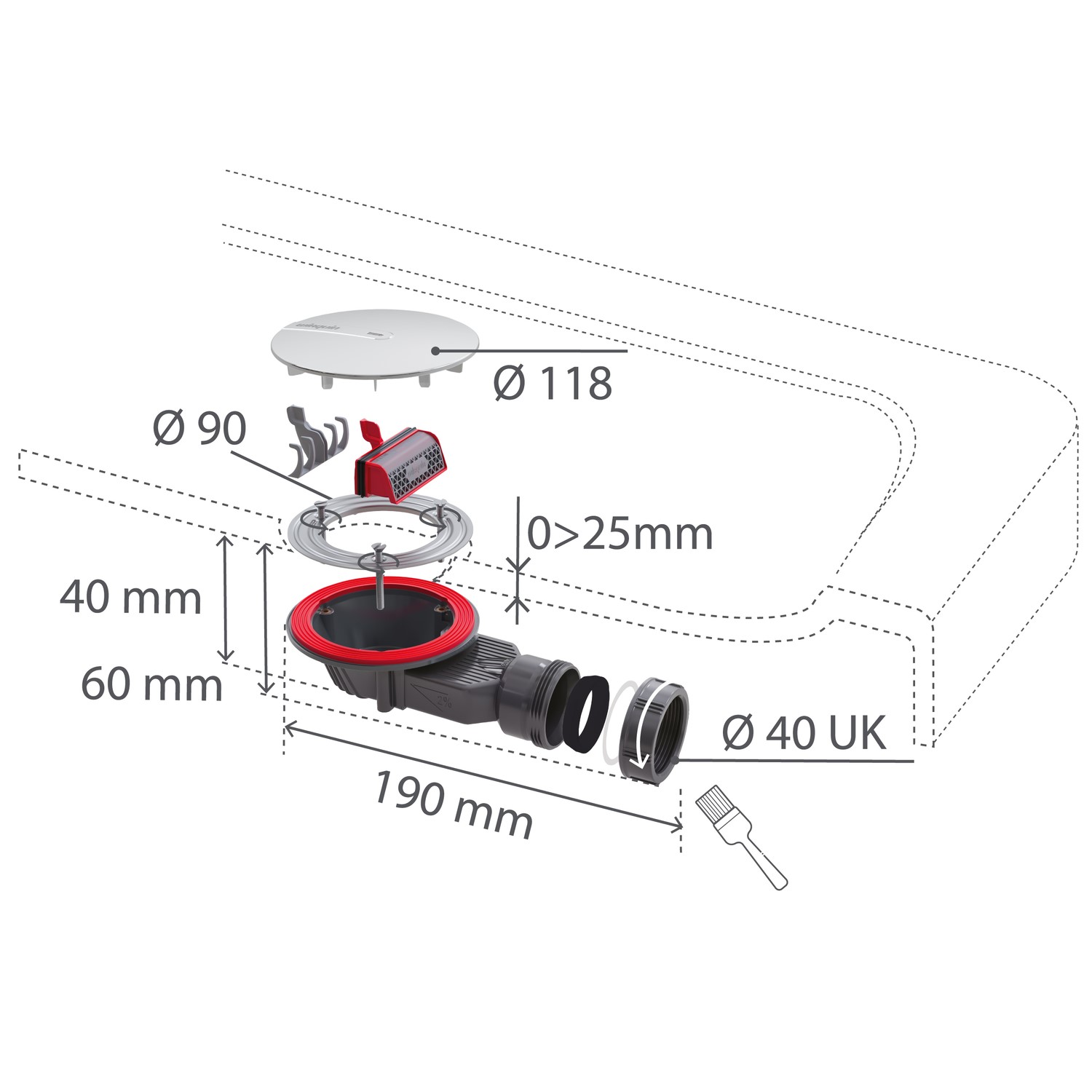 90mm Fast Flow Shower Waste - Wirquin