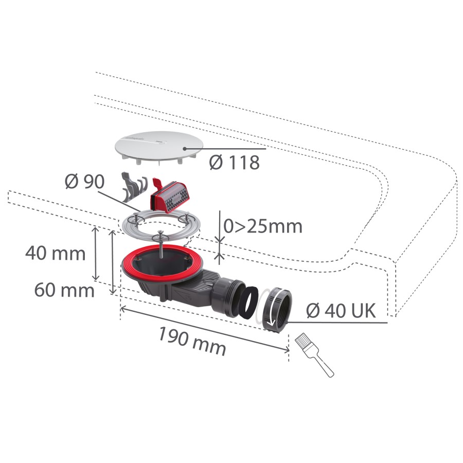 Wirquin 90mm Fast Flow Shower Tray Waste
