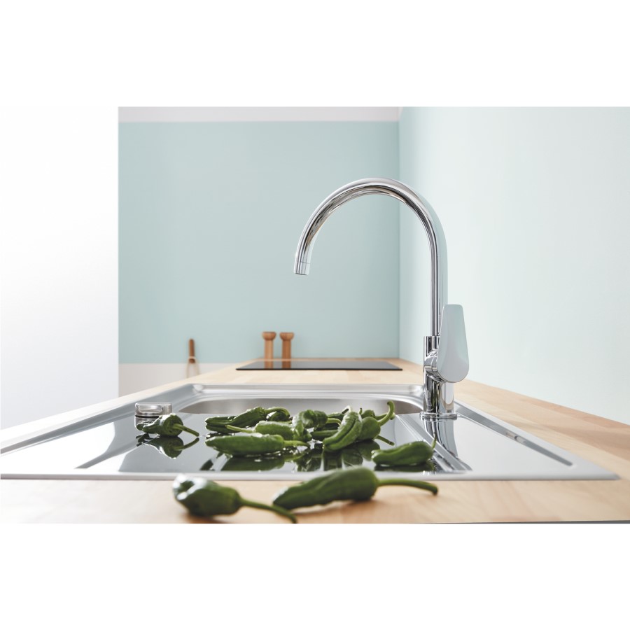 ONLY OPENED - Grohe BauEdge Single Lever Monobloc Mixer Kitchen Tap- Chrome