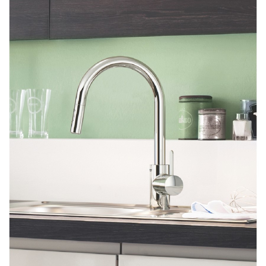 Grohe Eurosmart Chrome Single Lever Pull Out Kitchen Mixer Tap